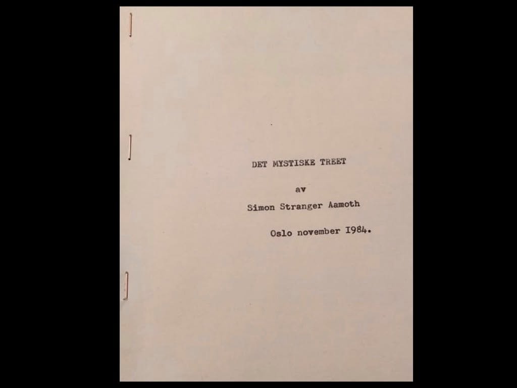 The cover page of The Mysterious Tree, written by Simon Stranger as a child in 1984